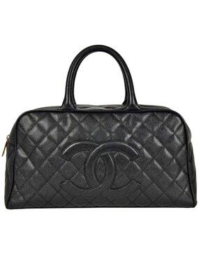 Chanel Quilted Mini Boston Bag Caviar Leather Black